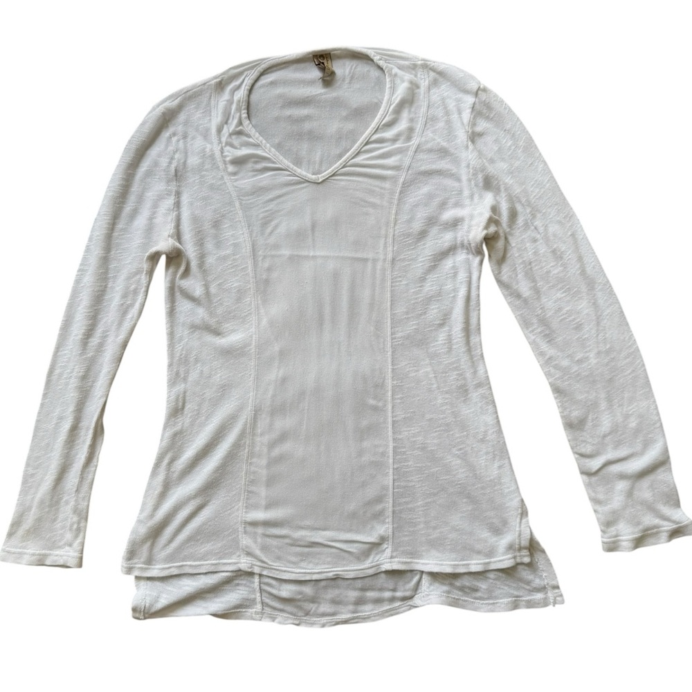 XCVI  White V-neck Cotton Blend Top sz L